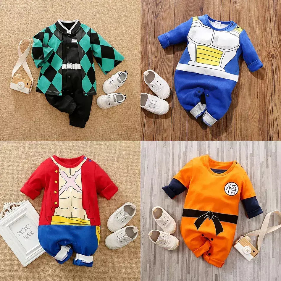 Bebê menina menino traje anime roupas recém-nascidos macacão infantil luffy akatsuki vegeta cosplay macacão da criança traje de halloween 0-18m