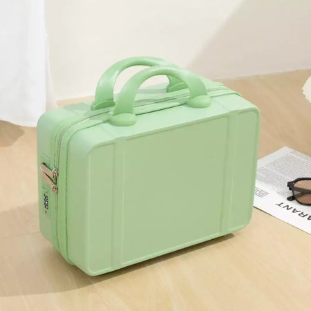 Mão estilo japonês com alça na bagagem, cosméticos para maquiagem, bolsa organizadora de viagem com protetores metálicos 14";;VERDADEIRO;;"Black