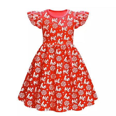 Novo natal meninas vestido carta papai noel impressão carnaval festa crianças roupas de natal masquerade desempenho roupas infantis