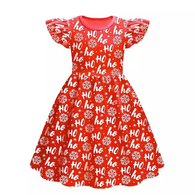 Novo natal meninas vestido carta papai noel impressão carnaval festa crianças roupas de natal masquerade desempenho roupas infantis