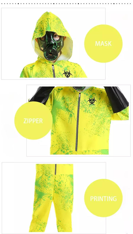 Halloween criança zumbi residente bioquímico roupas de proteção traje mal purim menino menina proteção contra radiação macacão outfit