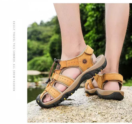 2024 sapatos masculinos de couro verão novo tamanho grande sandálias masculinas sandálias de moda chinelos tamanho grande 38-47 ?