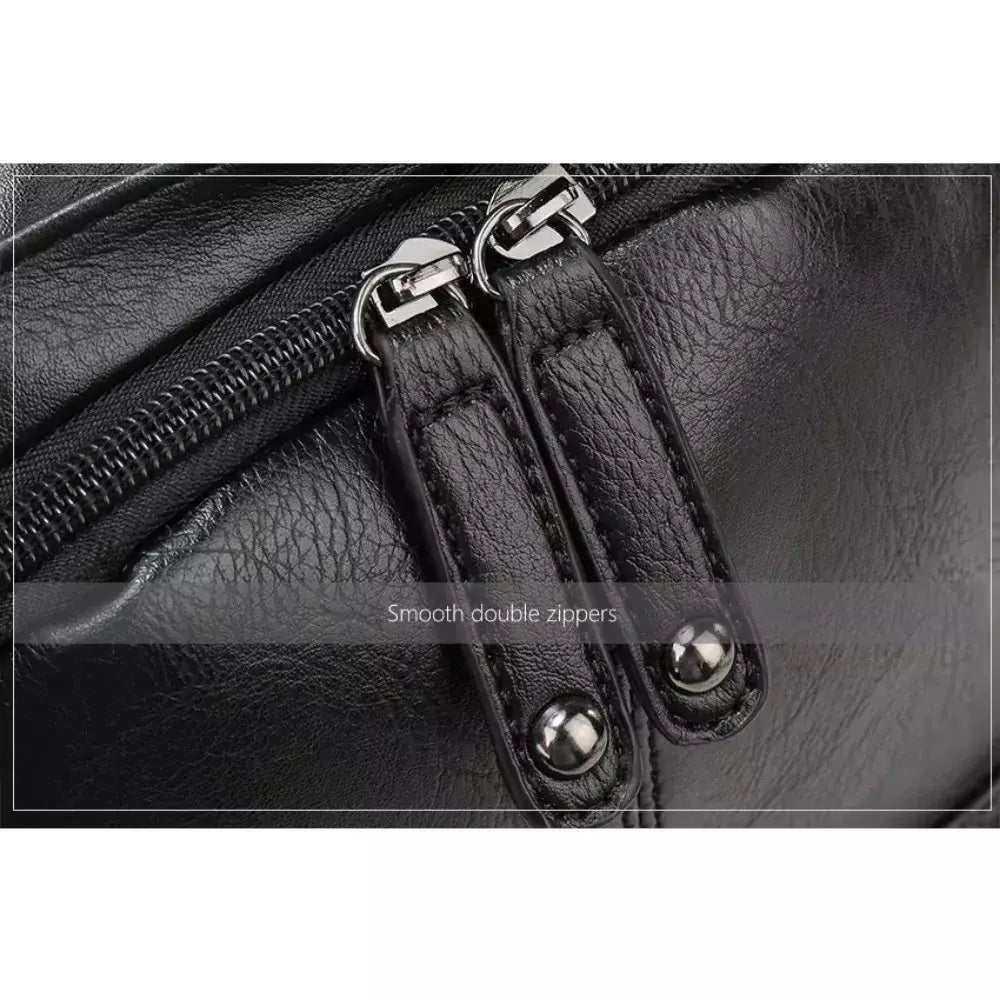 Mochila Escolar de Couro Impermeável para Homens, Bolsa de Viagem, Laptop, Livro Casual de Alta Qualidade, Marca Moda