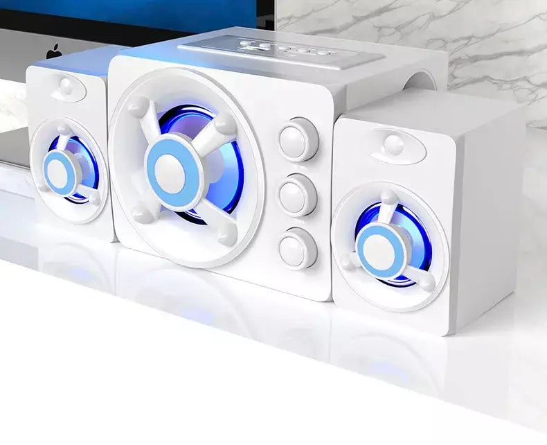 Alta-falantes estéreo 3d de alta fidelidade colorido led luz pesada aux usb com fio sem fio bluetooth áudio home theater barra de som surround tv