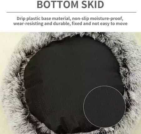 Almofada redonda para gatos, sacos de dormir semi fechados para animais de estimação, pelúcia longa e macia 2 em 1, camas quentes para gatos, conforto simples, ninho de dormir quente para cachorros
