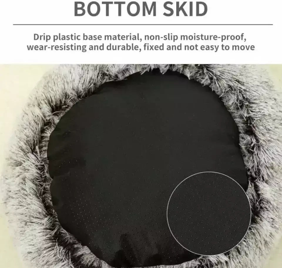 Almofada redonda para gatos, sacos de dormir semi fechados para animais de estimação, pelúcia longa e macia 2 em 1, camas quentes para gatos, conforto simples, ninho de dormir quente para cachorros