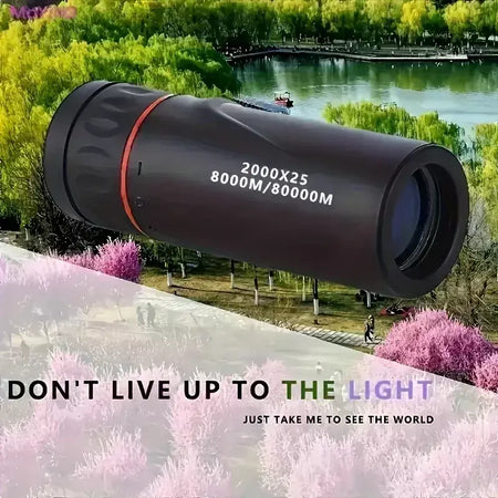 Telescópio monocular hd 2000x25, mini telescópio portátil para celular com suporte para acampamento ao ar livre, caça, observação de pássaros