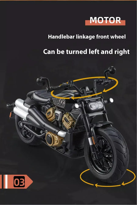 Simulação 1/12 davidson SPORTSTER-S motocicleta de liga off-road, ornamentos de modelo para crianças brinquedos para meninos presentes de feriado
