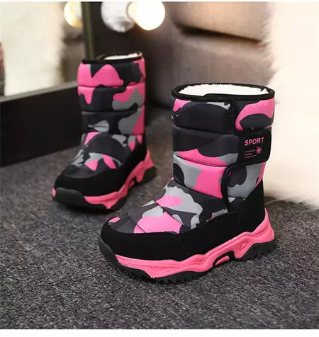 2023 inverno crianças sapatos de pelúcia tecido impermeável antiderrapante sapatos da menina sola de borracha botas de neve moda quente botas ao ar livre