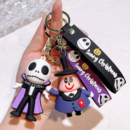 Figura clássica dos desenhos animados jack skellington chaveiro disney o pesadelo antes do natal boneca chaveiros mochila acessórios