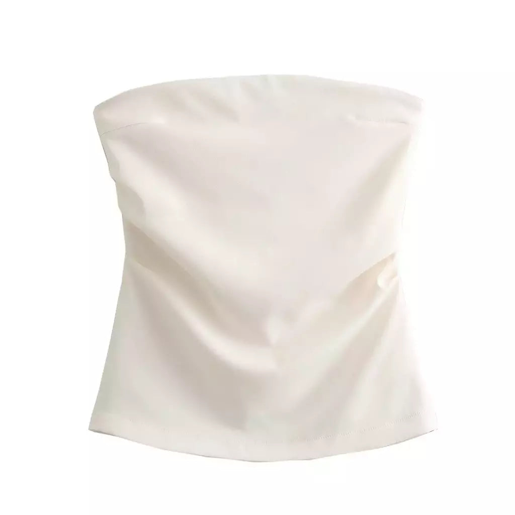 TRAF-Blusa sem mangas sem alças para mulheres, tops femininos, zíper traseiro, roupas de rua, tanque chique, moda verão, nova