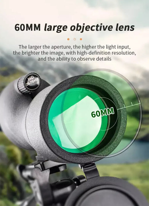 25-75x60 hd spotting scope poderoso monocular zoom telescópio prisma à prova dwaterproof água para observação de pássaros tiro ao alvo acampamento
