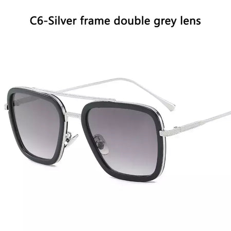 Tony Stark óculos de sol para homens e mulheres, óculos quadrados, armação de metal, Trendy Shades, Steam Punk, moda unissex