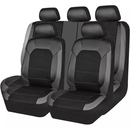 9 peças/set capa de assento de carro couro respirável tecido universal couro do plutônio almofada do assento dianteiro e traseiro assento completo proteger