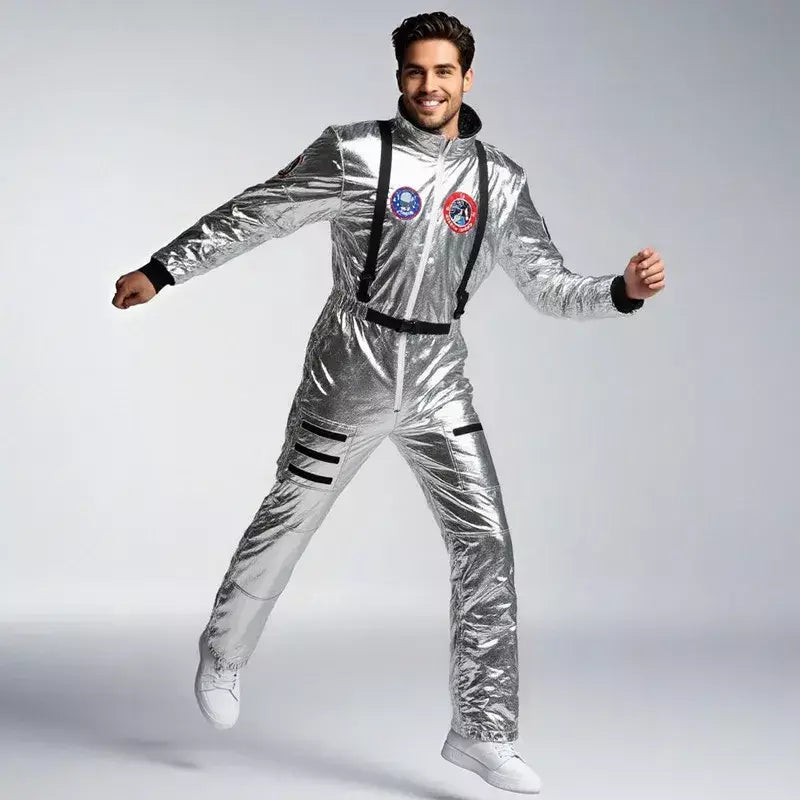 Masculino feminino zíper bordado aventura astronautas terno cosplay traje conjunto qualidade premium festa de halloween desempenho palco