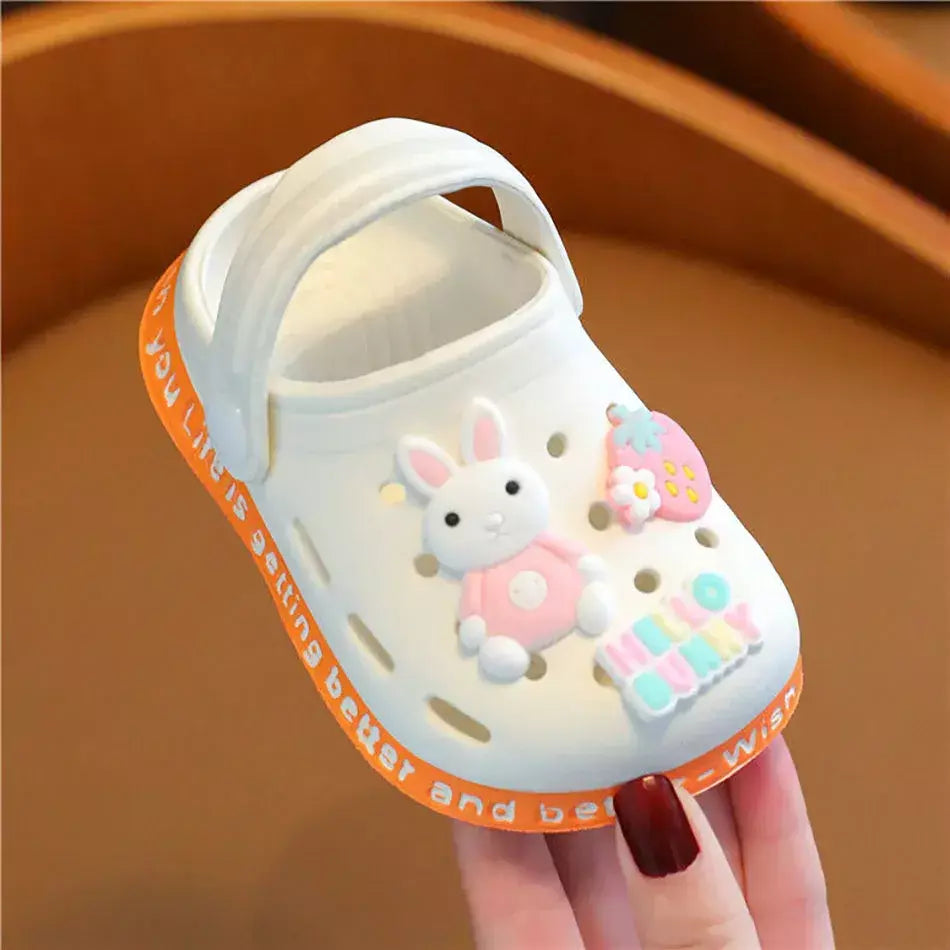 Verão dos desenhos animados coelho urso respirável crianças indoor tamancos sapatos com buracos antiderrapantes unisex chinelos de sola macia crianças sandálias