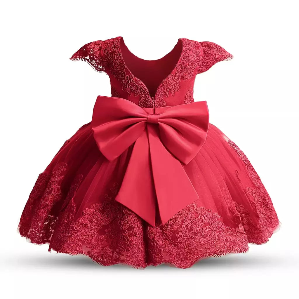Bordado Elegante Crianças Princesa Vestidos para Meninas Luxo Golden Lace Vintage Crianças Festival Party Gown Bebê Batismo Vestidos