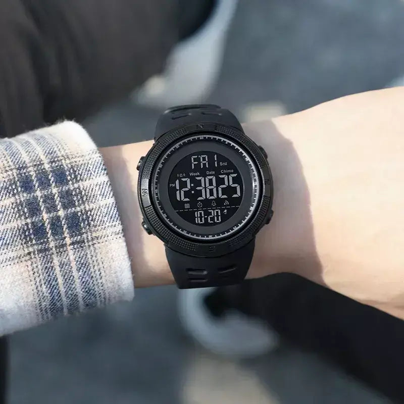 Skmei 1251 relógio digital à prova d'água para homens, relógio de pulso eletrônico esportivo com contagem regressiva, relógio militar led 1560 reloj hombre
