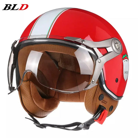 Vintage tt & cocascos capacete da motocicleta jet com viseira moto equitação 3/4 aberto meio capacete retro scooter capacete moto