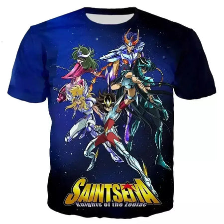Saint seiya t camisa masculina moda camisetas crianças hip hop topos camisetas anime impressão 3d camiseta masculina de verão gráfico topos meninos t