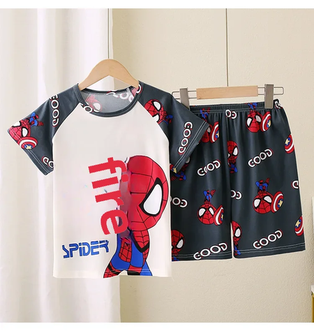 Novo verão crianças pijamas conjunto de 2 peças roupas de ar condicionado para meninos meninas bebê manga curta roupas para casa na moda
