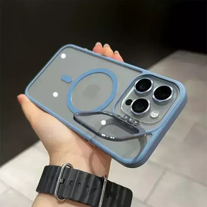 Magsafe suporte de proteção de lente magnética capa de telefone para iphone 17 12 13 14 15 16 pro max câmera vidro transparente anel de metal capa