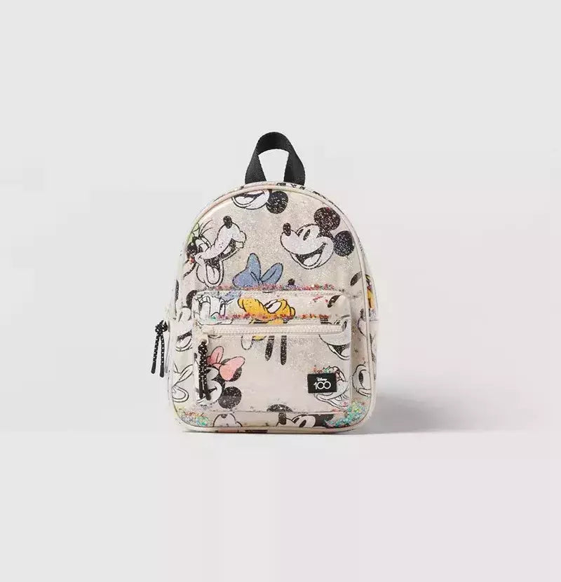 Disney-Meninas Mickey Mouse Print Mochila, Armazenamento De Viagem, Desenhos Animados, Bonito, Bebê, Mini, Moda