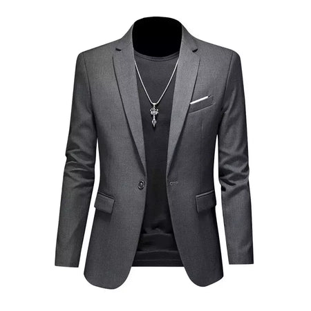Blazer Casual de Negócios Masculino, Jaqueta Monocromática, Casacos Oversize, Smoking Masculino, Roupas de Marca, Roupas de Trabalho, Plus Size M-6XL