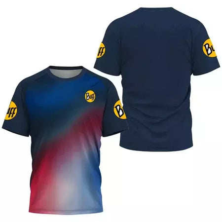 Camisa de tênis com gola O respirável masculina, camiseta estampada, secagem rápida, manga curta, fitness, corrida, esportes ao ar livre, verão
