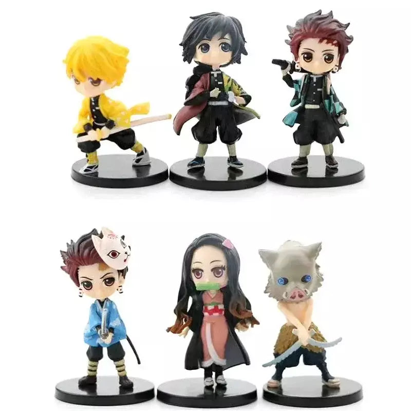 6 pçs/set 6cm Anime Demon Slayer Boneca Brinquedo Q Posket Kimetsu No Yaiba Kamado Tanjirou Kamado Nezuko Agatsuma Figuras de Ação Presentes