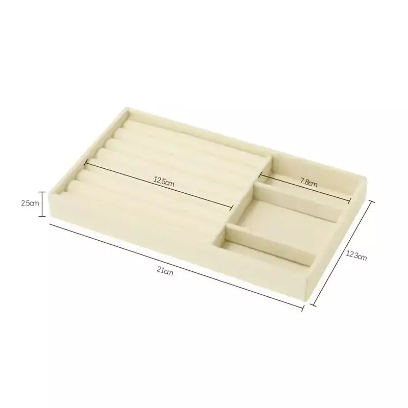 Atualizar caixa de armazenamento de jóias de veludo colar empilhável bandeja de exibição pulseira brinco organizadores diy artesanato gaveta caixa cinza
