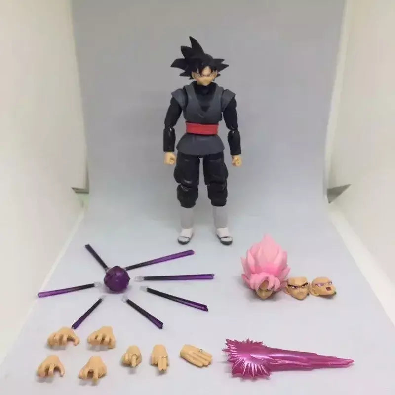Novo 14cm anime dragon ball preto goku zamasu figura de ação super saiyan filme versão dbz modelo com vários acessórios brinquedos