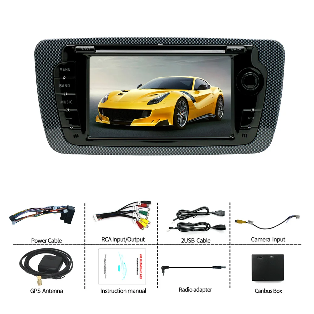 Rádio automotivo sem fio carplay android auto para seat ibiza 6j 2009 - 2013 4g wifi multimídia navegação gps 2din 7 "unidade principal estéreo