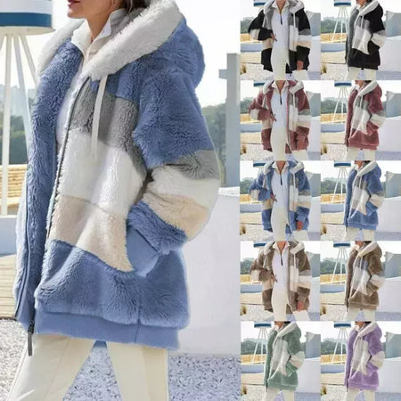 Casaco de capuz extragrande feminino com bolsos macios, streetwear quente, casaco solto, Lady Outerwear, outono, inverno, novo, 2023