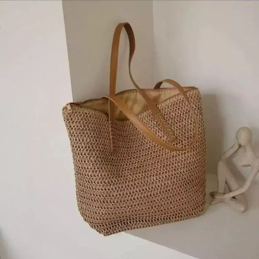 Bolsa de ombro tecida para mulheres, bolsa de mão, palha, artesanal, grande capacidade, verão, praia, viagem, tote