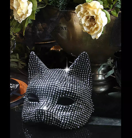 Máscaras de orelha de gato brilhantes cosplay festa de halloween acessórios de fantasia luvas longas sexy bling gatinho metade máscaras