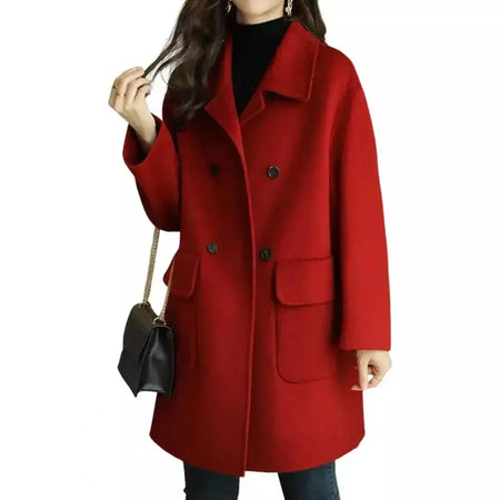 Casaco de lã feminino trespassado lapela gola de comprimento médio lã trench coat ultra-grosso moda manter quente inverno outwear casaco