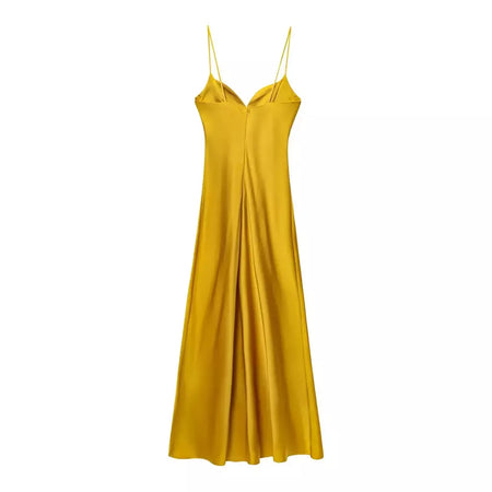 2025 verão novos produtos temperamento feminino sexy cetim texturizado vestido moda sexy suspender vestido