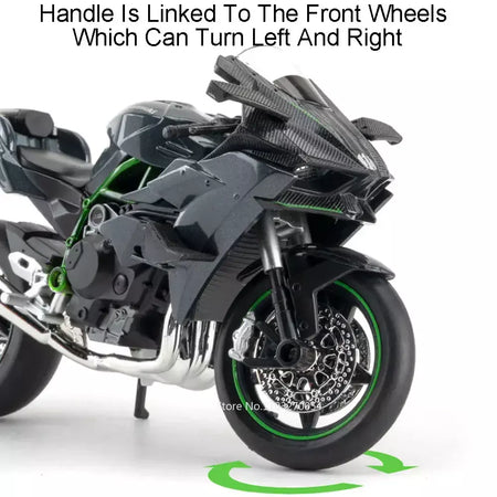 1:12 kawasaki h2r bwm s1000rr liga motocicleta brinquedos diecast carro em miniatura roda dianteira direção moto crianças presente de natal