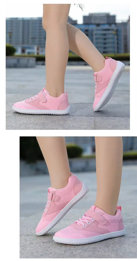Novos meninos meninas tênis crianças largas sapatos descalços naturalmente spracam sapatos da criança pequena grande criança