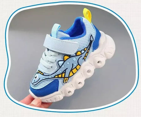Sapatilhas LED bonitos dos desenhos animados das crianças, sapatos de malha respirável, sapatos iluminados, casual, iluminação, meninos, meninas, bebê