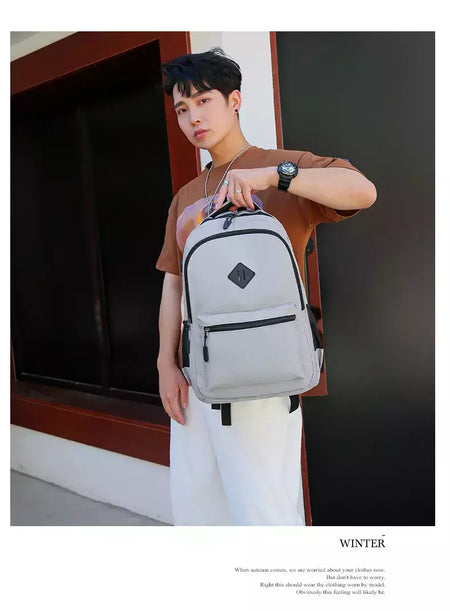 Mochila de carregamento USB impermeável para homens, sacos traseiros do escritório do negócio, mochila para laptop casual, mochilas escolares masculinas, 15,6";;VERDADEIRO;;"CINZA
