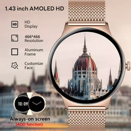 Para huawei novo ultra fino amoled relógio inteligente tela feminina sempre exibir tempo freqüência cardíaca bt chamando high-end moda smartwatch