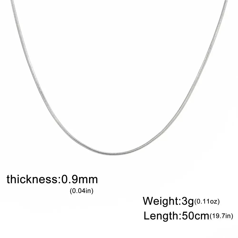 My Shape Rodada Cobra Cadeia Colar para Mulheres Homens Aço Inoxidável Link Cadeia 0.9mm 1.2mm 2mm Cadeia Gargantilha Moda Jóias Presentes