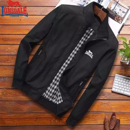 LONSDALE-Jaqueta Bomb bordada slim fit masculina, Gola de Beisebol, Alta Qualidade, Moda Casual, Primavera e Outono, M-6XL