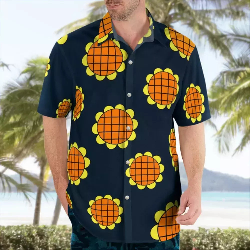 Camisa casual floral havaiana cartoo n masculina, camisa de manga curta 3D de grandes dimensões para praia, moda engraçada, venda quente, verão