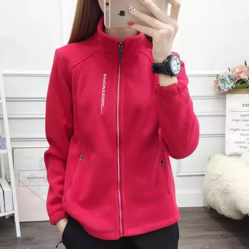 Casacos de lã tamanho grande para mulheres, cardigã quente, roupas esportivas casuais ao ar livre, caminhadas, jogging, ioga, jaquetas femininas, inverno, primavera