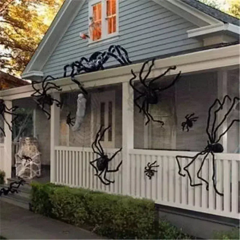 Halloween grande aranha de pelúcia horror decoração de halloween festa prop ao ar livre aranha gigante decoração 30-200cm câmara brincadeira aranha preta