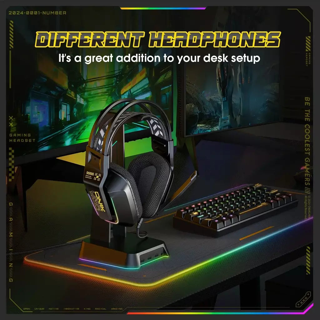 ONIKUMA X13 Gaming Headset com microfone RGB luzes sobre a orelha fone de ouvido com fio para PC laptop jogos e música