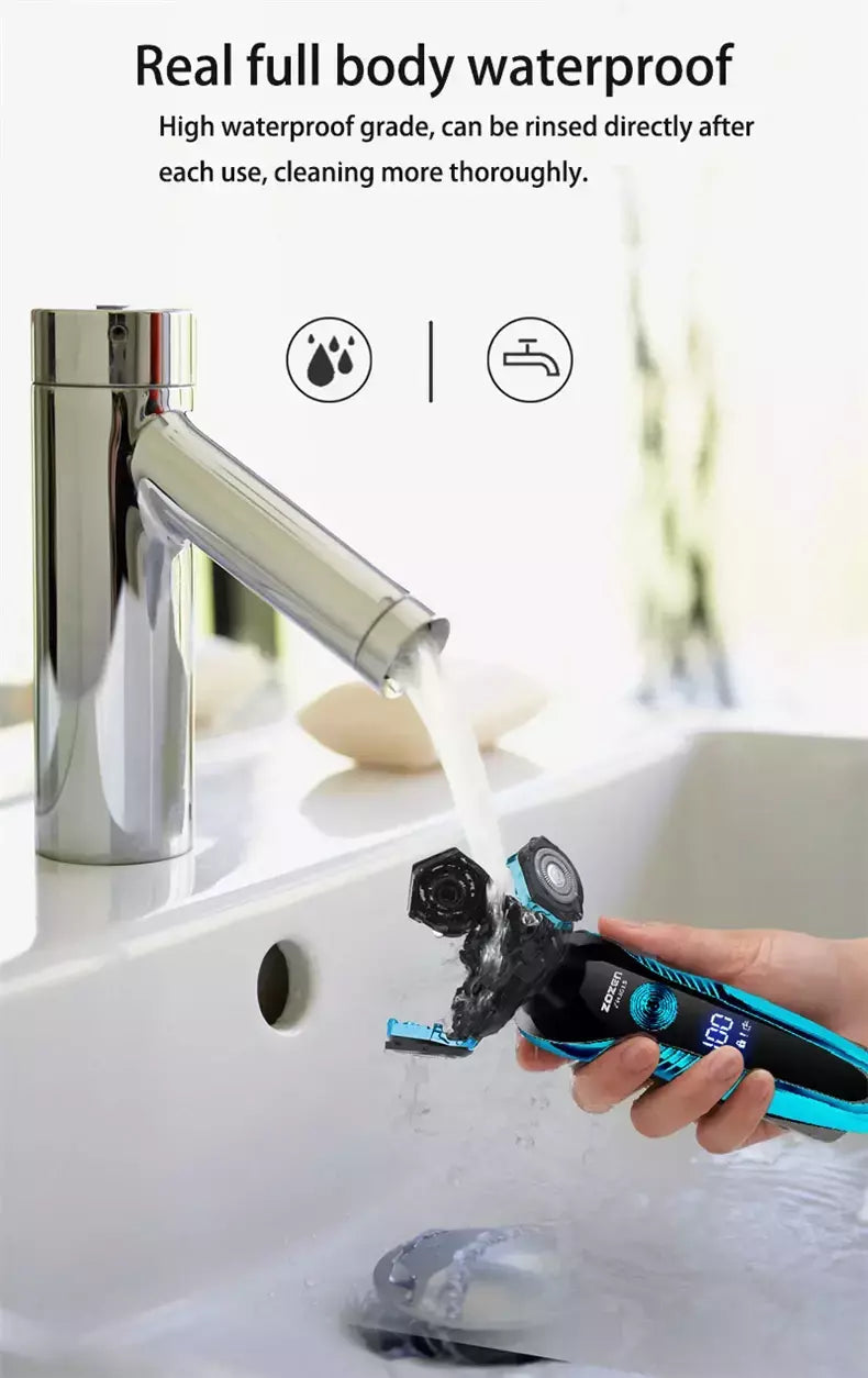 ZOZEN-Barbeador elétrico recarregável para homens, lâmina, aparador de cabelo, corte, máquina de barbear, aparador de barba, seco, uso duplo